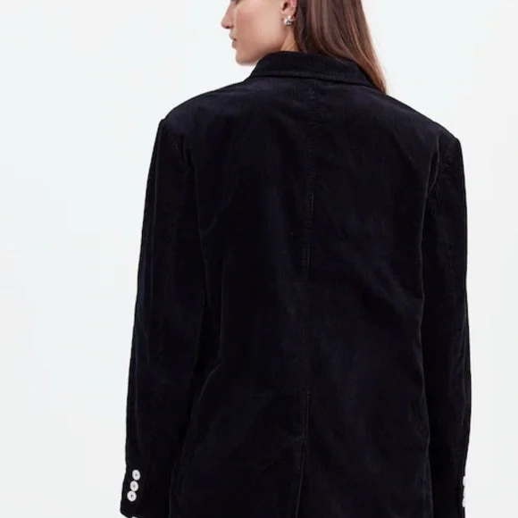 Alexa Chung x Madewell Black Double-Breasted Blazer in Corduroy Oversized Sz. 4 - Picture 7 of 8